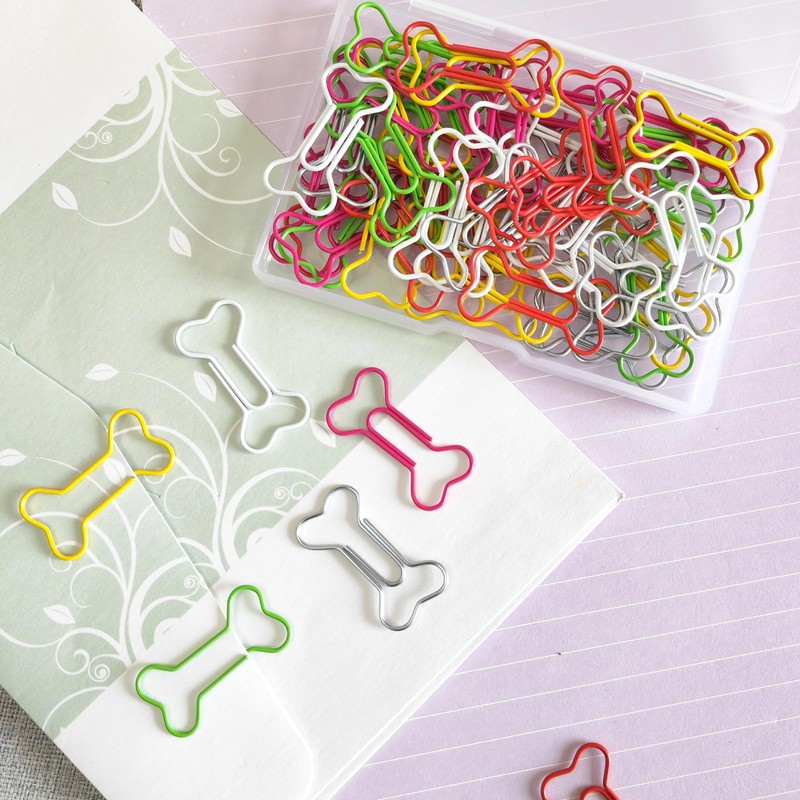 5WYOUKE Bone Shape 50 Pcs Paper Clip Zem Clip Cute