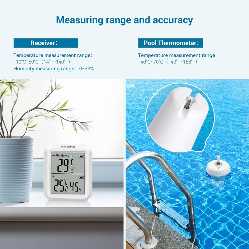 Inkbird IBS-P01R Wireless Pool Thermometer Combination Set with 2 Floating