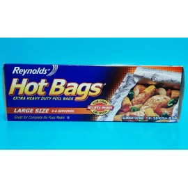 Reynolds Hot Bags Aluminum Foil Bags Large Size Extra Heavy Duty 5/6 Servings.