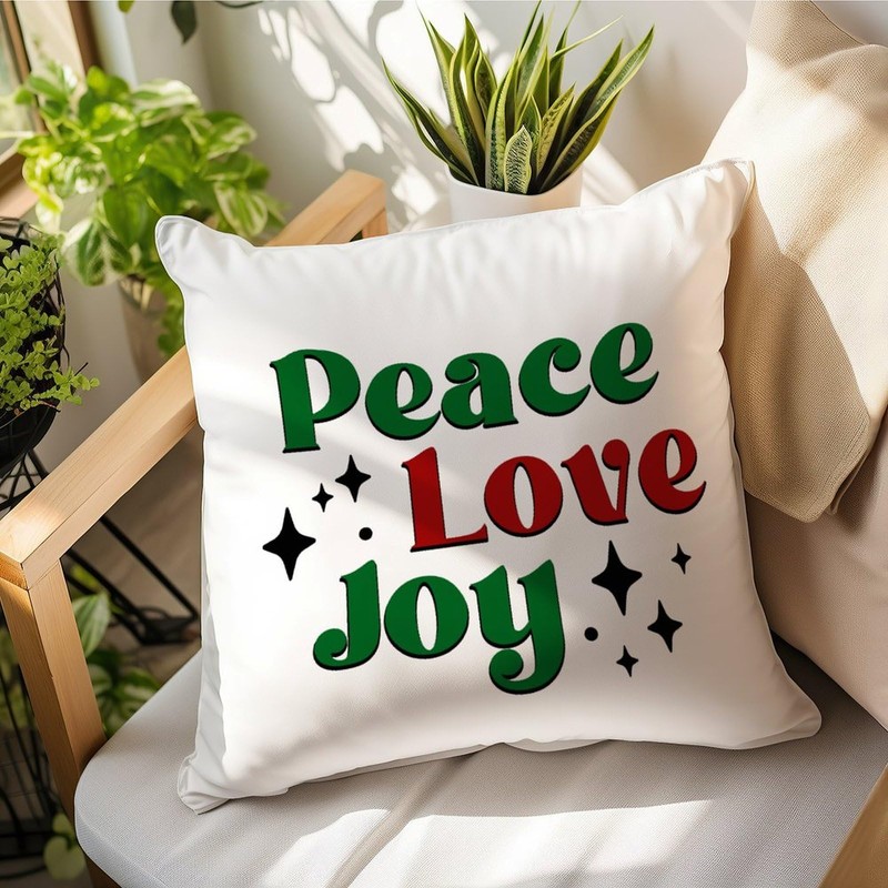 Luckluccy Throw Pillow Cover Peace Love Joy Pillowcase Quote Saying