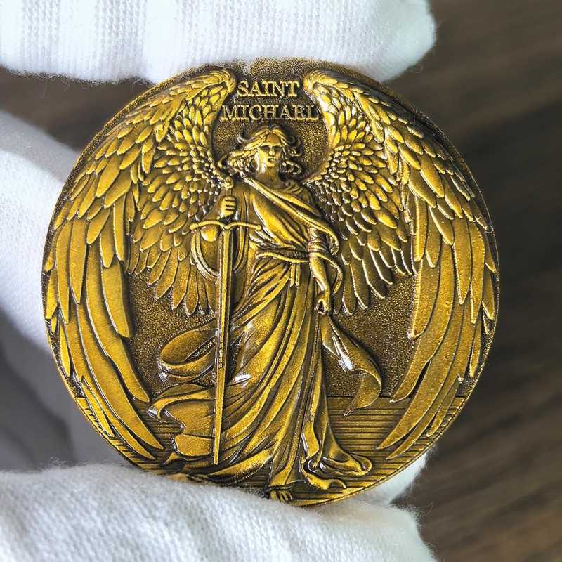 The Archangel Saint Michael Challenge Coin for Christian Protection and