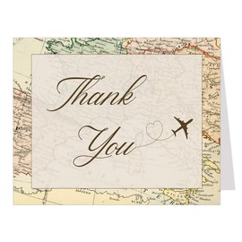 Travel Themed Bridal Shower Thank You Notes Let The Adventure Begin Cards (24 count)