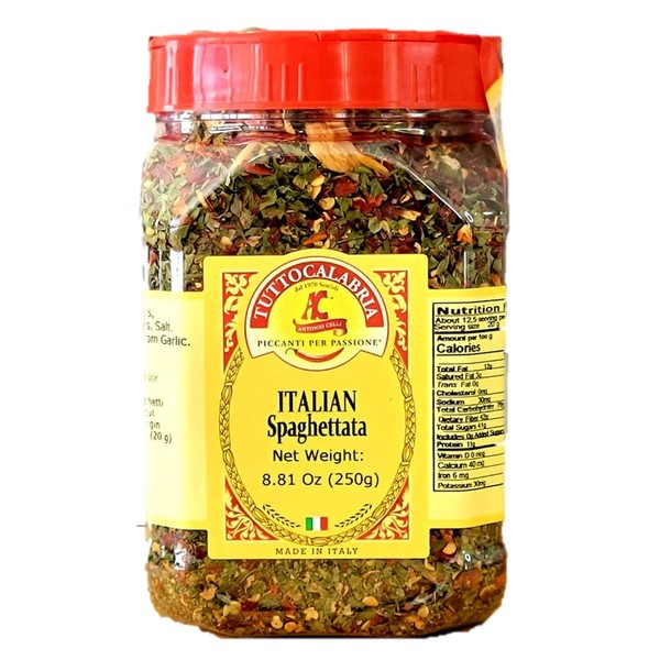 Spaghetti Sauce Seasoning, Spicy Italian Spaghettata, Add oil to pan, heat, mix in seasoning, and then toss with your favorite pasta, 250g, TuttoCalabria
