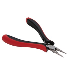 The Beadsmith Platinum Series German Round Nose Pliers, 4.75 inches (120mm) with Polished Steel Head, red and Black Ergonomic Comfort Grip Handle and Double-Leaf Spring, Tool for Jewelry Making