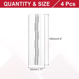 sourcing map Clear Plastic Hinges, Acrylic Hinges Small Hinge 150 x 45 mm Transparent Continuous Piano Folding Hinge for Cabinet Crafts Furniture Display Stand Pack of 4