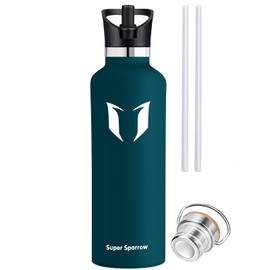 Super Sparrow Stainless Steel Water Bottle, 350 ml, 500 ml, 620 ml, 750 ml & 1000 ml, Standard Opening, Insulated Flask, Ideal Thermos Bottle for Running, Fitness, Yoga, Outdoors and Camping, BPA-Free (Bisphenol A), jade