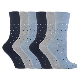 NEW: 6 Pairs Ladies Gentle Grip No Elastic Socks 4-8 uk, 37-42 eur (GG49)
