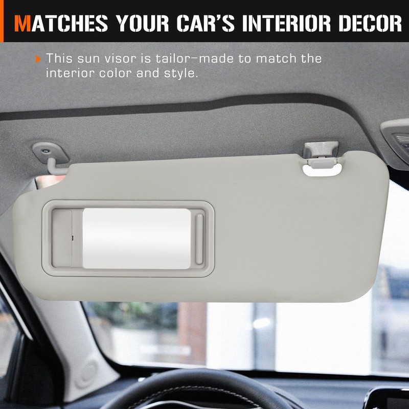 Sun Visor for 2010-2013 Mazda 3, Left Driver Side Gray