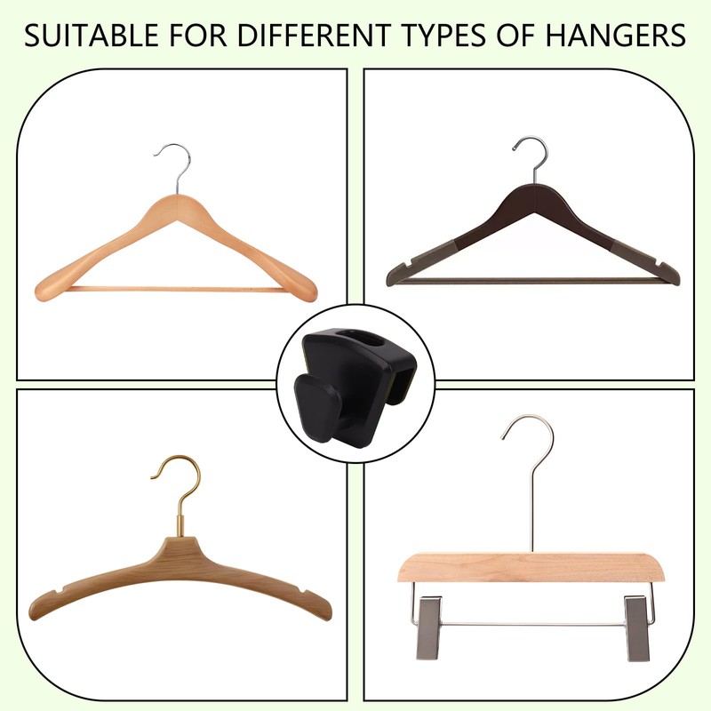 YOLCAR 60 Pack Space Saving Hanger Hooks, Black Plastic Triangle