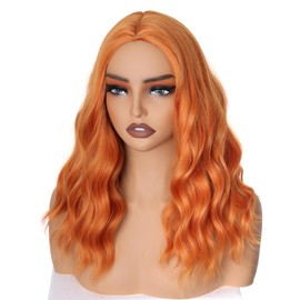 PORSMEER Women's Short Bob Curls Wig for Afro / Women / Girls Natural Middle Part Hair Wig Party / Costume Without Lace Front Wig (Orange)