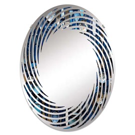 Utensils wall mirror, Oval 0 mirror, Round blue bathroom mirror, Utensils vanity mirror Simplified Silverware Design III printed mirror decor, oval mirror 20x30