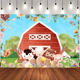 INNORU Farm Theme Backdrop Banner Farm Barnyard Animals Photography Backdrop Durable Fabric Kid Birthday Baby Shower Party Decorations Photo Booth Props 6x4ft