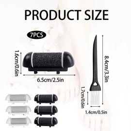 7 Pcs Foot File Replacement Rollers for Micro Pedi Replacement Rollers Extra Foot Roller Regular/Coarse/Fine, Cracked Heels,Compatible with IWEEL/ShoRan/Ratukall/Essy/ (Black and White)