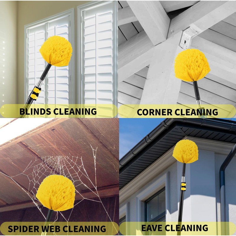 4 Pack Screw on Webster Cobweb Duster Head for Pole,Spider