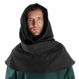 HEMAD Medieval Gugel Cotton/Linen Structure Medieval Clothing, black