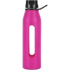 Takeya Glass Water Bottle with Silicone Sleeve and Twist Cap, 22 Oz
