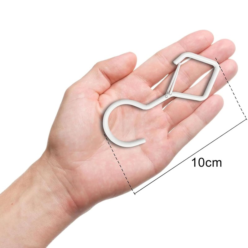 Valorada 10Pack White S Hooks, Metal Hanging Hook with Safety