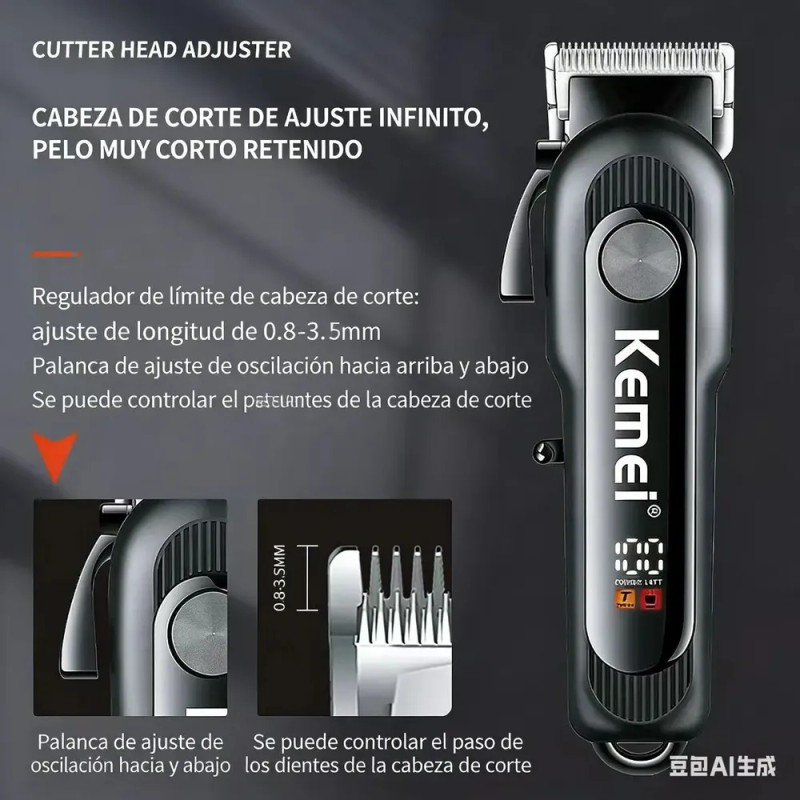 Kit Máquinas Cortadoras de Pelo Kemei Profesional con Display Digital