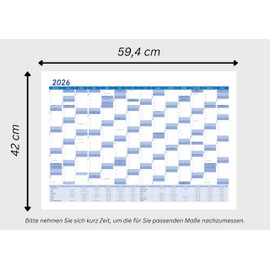 DIN A2 Wall Calendar for 2026, 14 Months, Annual Calendar, Monthly Overview, (59.4 cm x 42 cm), Planner Appointments, e.g. for Office, Home, Year Planner, Monthly Planner, Family Calendar, Folded