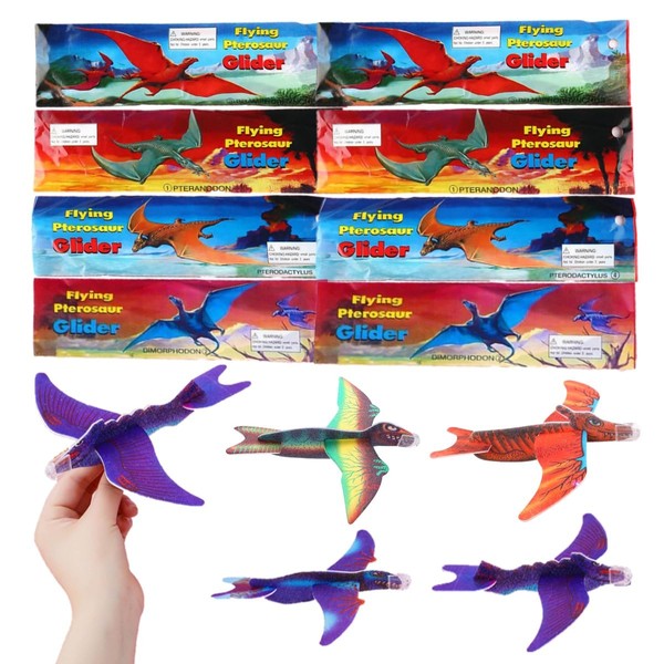 DEXYZZY Pack of 24 Dino Gliding Planes for Children, Polystyrene