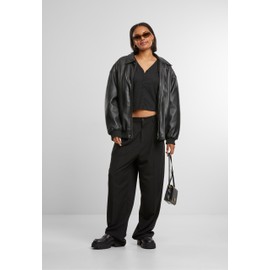 Urban Classics Women's Cardigan Ladies Rib Cardigan, Casual Cardigan with Button Closure, Cardigan for Women, black, S