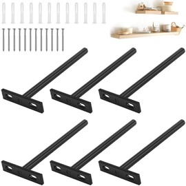 HAOMEEDUO Pack of 6 Shelf Brackets, Floating Concealed Shelf Brackets, 6 Inches/154 mm, Shelf Brackets, Heavy Duty Shelf Brackets, Invisible Shelf Bracket with Screws, Expansion Tubes for Cabinet
