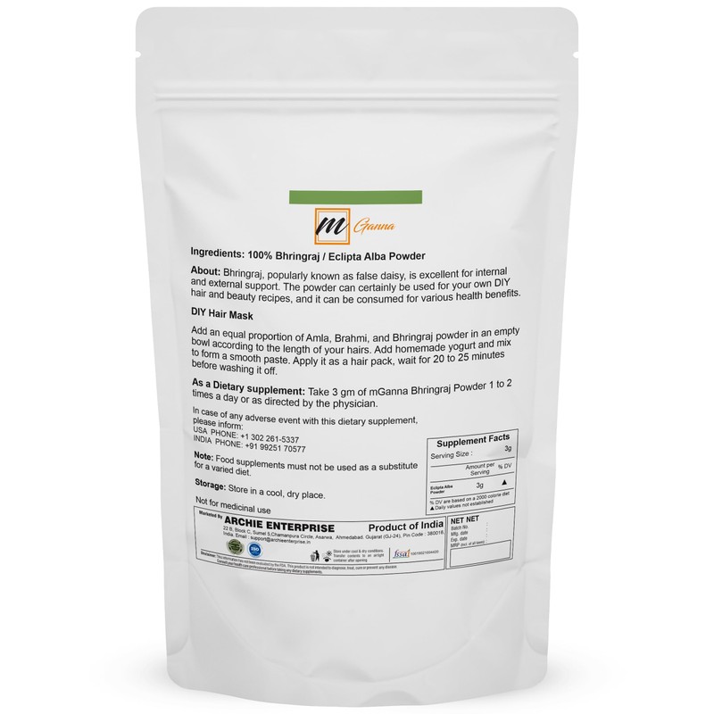 mGanna 100% Natural Bhringraj Powder Pure Eclipta Alba For Hair