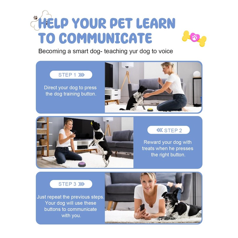 4 Pcs Dog Talking Button Set, Dog Buttons for Communication,
