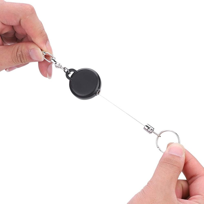 Llavero retráctil de acero inoxidable de 60 cm, cuerda de