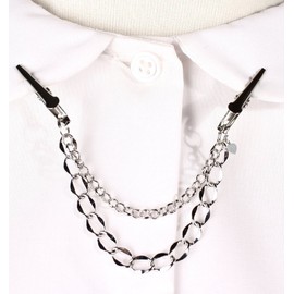 Double Chain Sweater Guard, Cardigan, Collar Slim Clip - Organza Bag - 50s Style