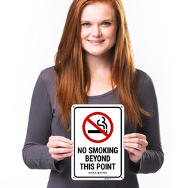Georgia No Smoking Beyond This Point Sign, 10x7 Inches, 55 mil Thick HDPS (high Density polystyrene), Made in USA