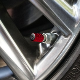 GRAPHICS & MORE Pentagram Pentacle Star Wiccan Witch Tire Rim Wheel Aluminum Valve Stem Caps - Red