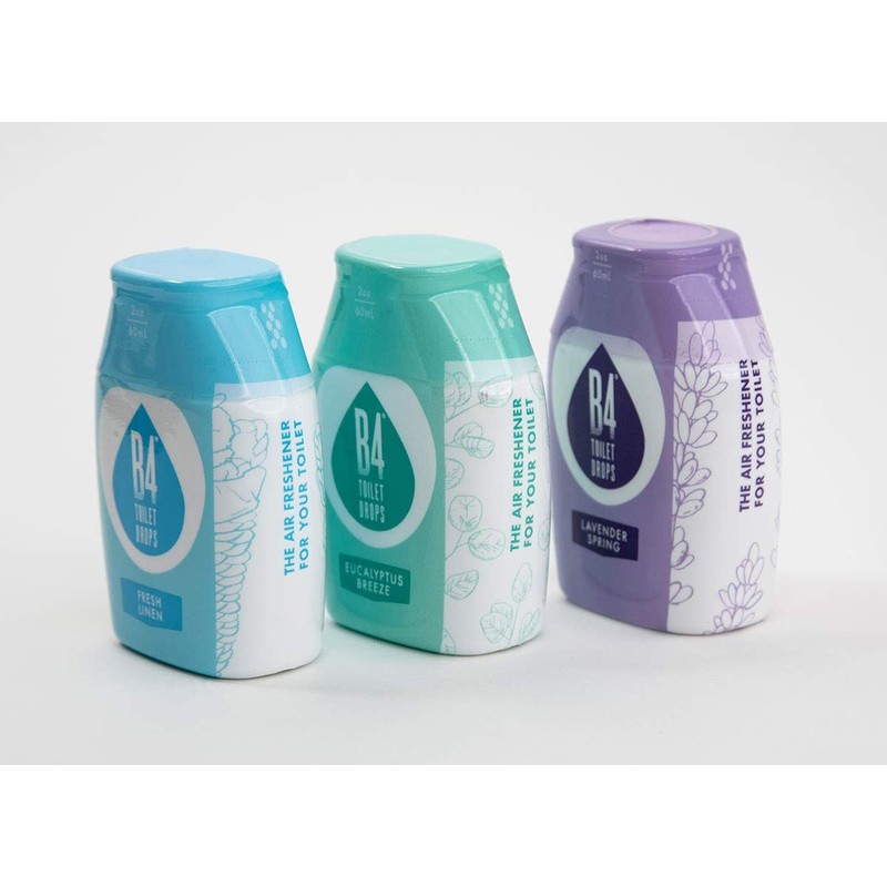 B4 Toilet Drops Toilet and Bathroom Deodorizer Drops, 3 Count,