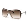 Retro Rimless Oversized Racer Metal Frame Shield Sunglasses Silver -