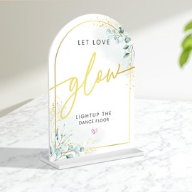 Acrylic Wedding Sign Set for Ceremony & Reception - 5x7 Inch White Guest Book, Let Love Glow Lightup The Dance Floor - Wedding Decor Bundle