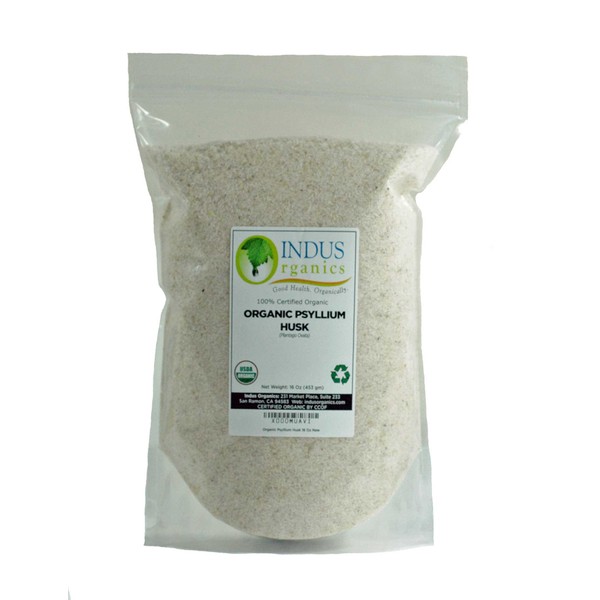 Indus Organics Psyllium Husk Whole, 1 Lb Bag, Premium Grade, High Purity, Freshly Packed