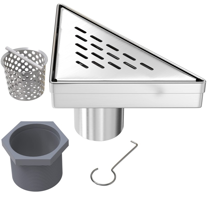 Hydroware Triangle Shower Drain - Stainless Steel Triangular Shower Floor