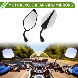 HOPESPANNER Universal Motorcycle Rear View Mirrors Adjustable Bar End Side Mirrors Mount Iron Plastic 1 Set White M10 Leaf Shape