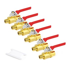 GASHER 6PCS 1/8 Inch Brass Mini Ball Valve Shut Off Switch, 1/8 Inch Male x Female BSP Thread Pipe Fitting