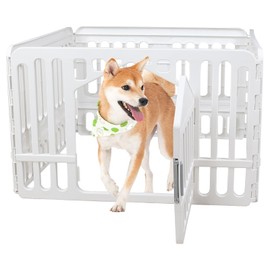 Begale Dog Playpen with Door, 4-Panel 24 Inch Indoor Dog Playpen Pet Playpen for Dogs, 36 x 36 x 24 Inch, Foldable, White