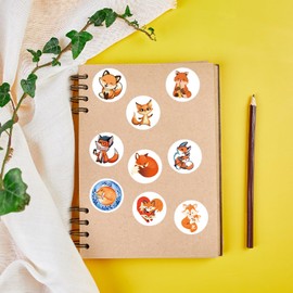 500 Pcs Fox Stickers Roll for Kids, Cute Fox Stickers Cartoon Fox Label Stickers and Decals for Water Bottle Computer Craft Supplies Classroom Rewards Party Favors