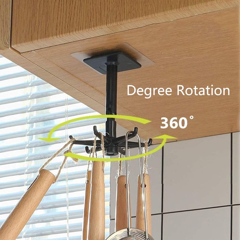 HREDZEO Rotating Folding Hook,4 Pcs 360°Rotating Folding Hook Kitchen Hole-Free
