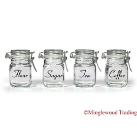 Set of 4 Canister Labels - V3 - Vinyl Decal Stickers Kitchen Flour Sugar Tea Coffee - 20 Color Options - Light Brown