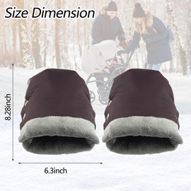 Baby Stroller Gloves, Extra Thick Stroller Hand Muff Winter Waterproof Stroller Mittens Universal Anti-Freeze Gloves for Parents Caregivers Carriage (Coffee)