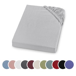 sleepling Biber Spannbetttuch, Feinbiber Spannbettlaken, Made in Germany, 100% Baumwolle, Matratzen bis 23 cm Höhe, Rundum Gummizug, Ökotex, waschbar 60 Grad, 120 x 200, grau