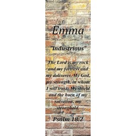 Emma "Industrious" Keepsake Name Meaning Bookmark with Bible Verse and Tassel