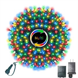 LAMPHOME 105FT 360 LED Outdoor String Lights Multi,Extendable Holiday Decoration Lights,Plug in String Lights with 10 Functions and Timer Waterproof for Christmas Holiday Party Wedding Bedroom Garden