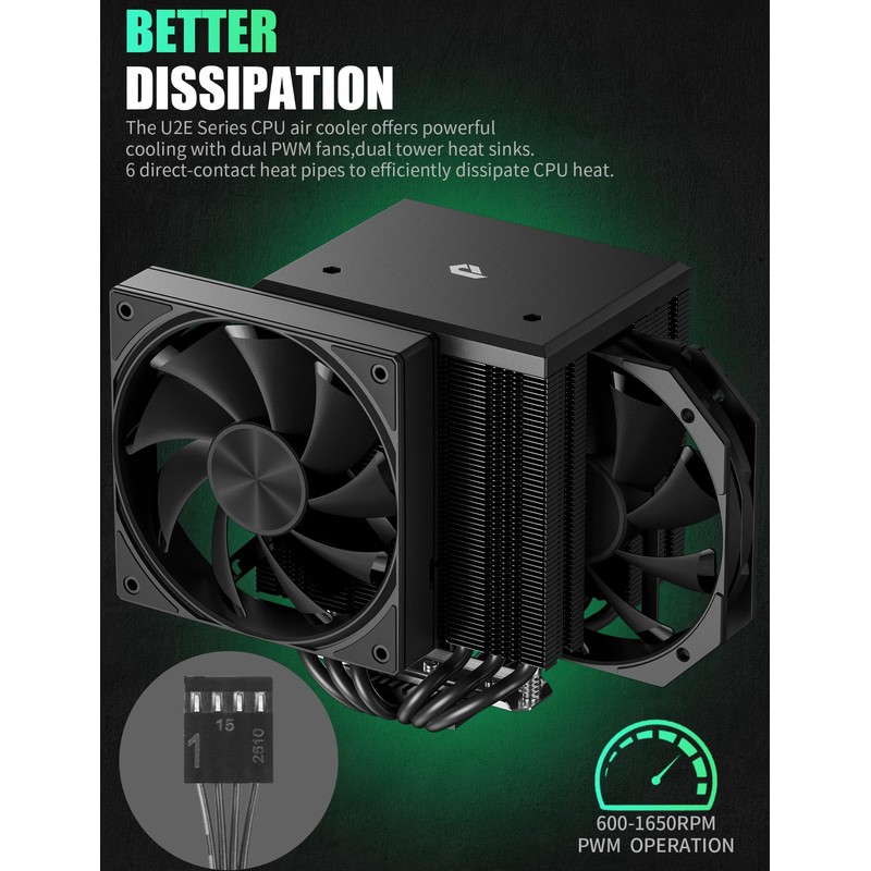 CPU Cooler Air, Dual Tower CPU Cooler with 120mm PWM