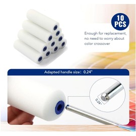Paint Roller Covers, 4 Inch Roller Sleeves, DIY High Density Rollers, Replacement Naps for Painting Brush, Home Supplies for Roller Frame, Covers for 4" Paint Roller. (4 Inch x 10 Pack)