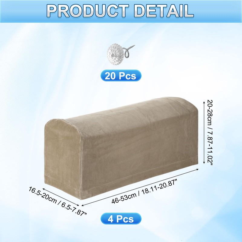 sourcing map 4Pcs Stretch Armrest Covers, Polyester Soft Armchair Slipcovers